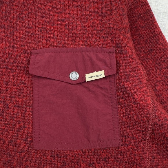 Woolrich Mens L Burgundy Quarter Snap Fleece Pullover Outdoor Sweater - Picture 2 of 11